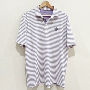 Johnnie O Purple White Striped Polo Shirt Size L
